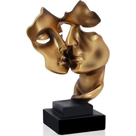 Moderne Skulptur, abstrakte Goldkunststatue, Wohnzimmerdekoration, Geschenk für Paare, dekorative Statue für den Innenbereich. (1/4)