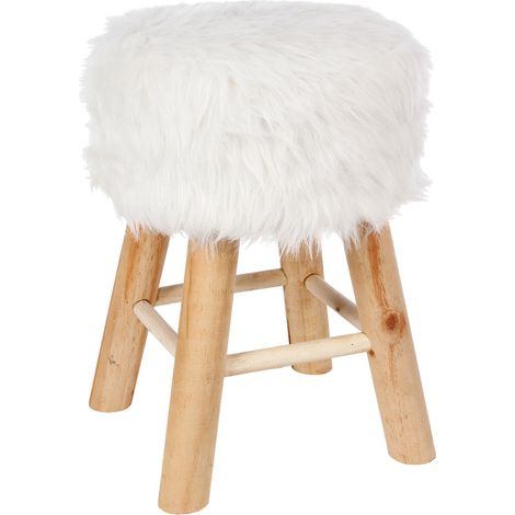 Atmosphera – Tabouret en bois de pin avec rembourrage mousse – Hauteur 42 cm – Revêtement polyester – Pour intérieur moderne