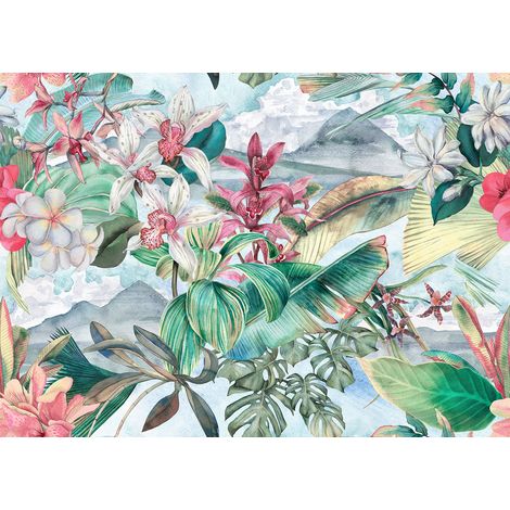 Papier peint panoramique - Feuilles Tropicales - 130 cm x 93 cm (1/2)