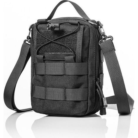 Trousse de Secours Militaire Sacoche Médicale Sac Tactique Kit Premier Secours Étui EDC pour Jeu de Guerre CS Randonnée Escalade (01Noir), (1/5)