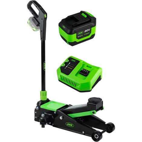 Cric rouleur hydraulique 3t sur batterie, hauteur levage max 463 mm (1/5)