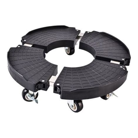 Pair - Fond de pot mobile, 8 roues, forte capacité portante, levage libre, antidérapant et absorption des chocs, matériau PP/acier inoxydable, noir (1/5)