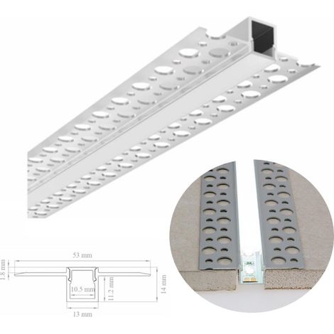 Profilo Alluminio Led, Taglio di luce, Cartongesso per strisce led, 2mt