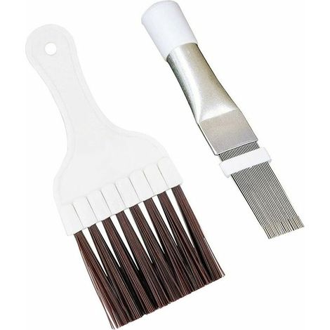 2 Pièces Brosse de Nettoyage Condenseur de Climatiseur, Acier Inoxydable Nettoyage Climatisation Brosse, Climatiseur Peigne à Condensateur Peigne à Ailettes pour Bobines de Réfrigérateur Condenseur (1/4)