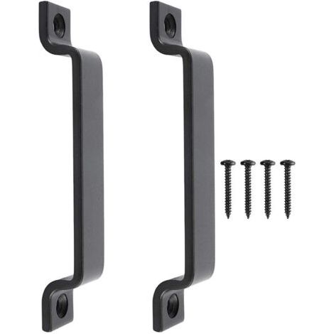 2PCS Poignée de Porte Coulissante Poignée de Porte pour Grange Placard Armoire Cuisine Meuble en Acier avec Vis Noir (16,5CM) (1/5)
