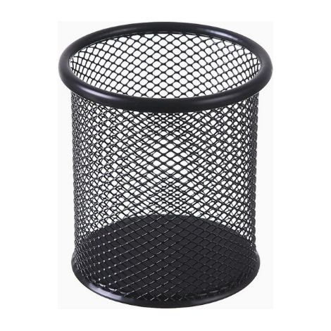 Stiftbecher aus Metallgeflecht, 1 Stück, 1er-Set, Schwarz, 9,5 x 8,5 cm