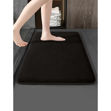 Tapis de sol en mousse à mémoire de forme douce et absorbante (1 pièce) : idéal pour la cuisine, la salle de bain, la chambre et l’entrée antidérapant et à séchage rapide noir. (1/3)