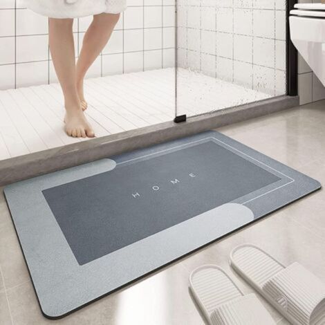 Tapis de bain absorbant, antidérapant et anti-moisissure, 75 x 35 cm, tapis de douche en boue de diatomées, tapis épais à séchage rapide 4 couches, convient pour chambre, cuisine et salle de (1/5)