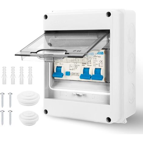 Unite de Consommation 2 Voies avec Boite Electrique Etanche IP65, Mini Tableau de Distribution en Saillie pour Caravanes, Garages, Ateliers, DDR 63 A 30 mA (1P + N40A + 1P6A + 1P16A) (1/5)