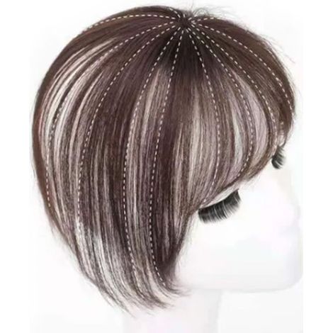 Frange pince à cheveux réaliste affiner le contour du visage 3D véritable humain brun foncé (1/5)