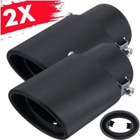 2 pièces 63mm entrée universelle Auto voiture tuyau d'échappement pointe queue acier inoxydable noir (1/5)