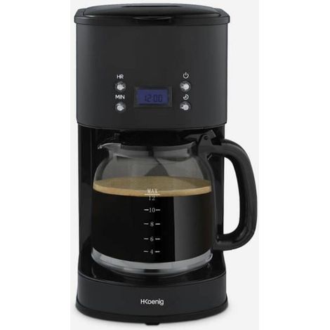 Cafetiere programmable - HKoeNIG - MG32 - 1,5 L (12 tasses) - 1000 W - Ecran LCD - Maintien au chaud - Noir et acier inoxydable (1/5)