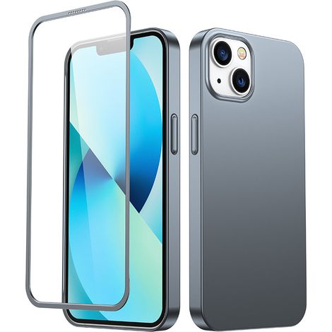 Schutzhülle für iPhone 13, Vorder- und Rückseite + gehärtetes Glas, grau (1/5)