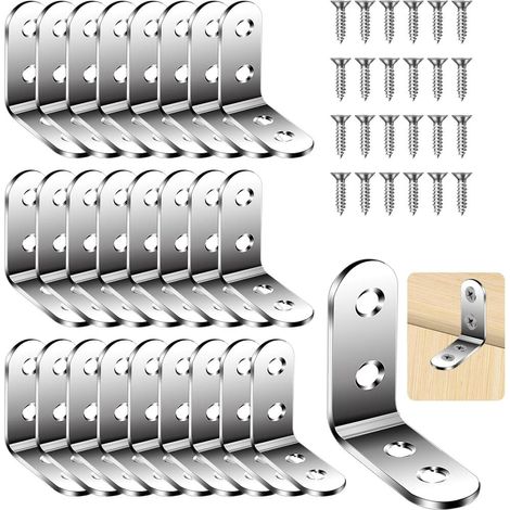 Kit de fixation en L Flintronic 26 unités Supports de fixation support en métal inoxydable équerre (1/5)