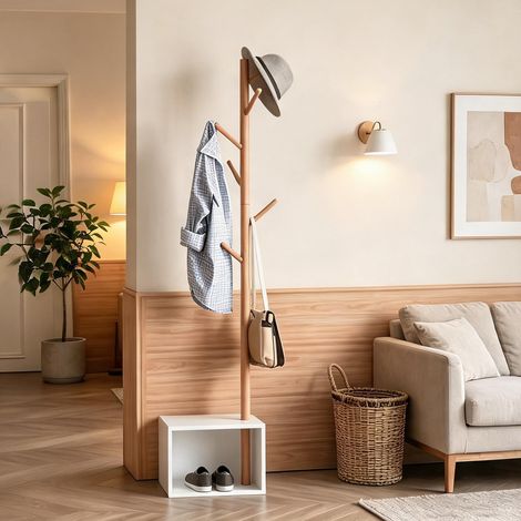 Portemanteau d'entrée avec rangement en MDF et bambou 40 x 30 x (1/5)