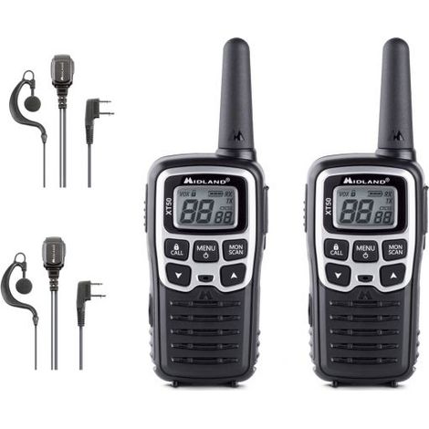 Midland XT50 - Ricetrasmettitori walkie talkie + 2 auricolari MA-21L
