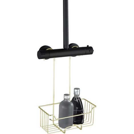 Caddy de douche Modèle Milo Étagère de douche inox doré pour un rangement pratique Caddy de douche sans perçage Dimensions (l x h x p) 25 x 36 x 14 cm Métal doré (1/5)