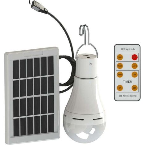 Télécommande BLS-70-25RC 9W + ampoule solaire + panneau solaire (interrupteur intelligent, lumière blanche froide) Lumière LED,pour extérieur, jardin, cour (1/5)