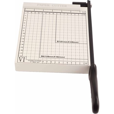 Manueller Papierschneider, präziser und sauberer Schnitt, A5-Papierschneider mit gebogenem Griff und Positionierungslineal für Schule und Büro, Stahl (1/5)