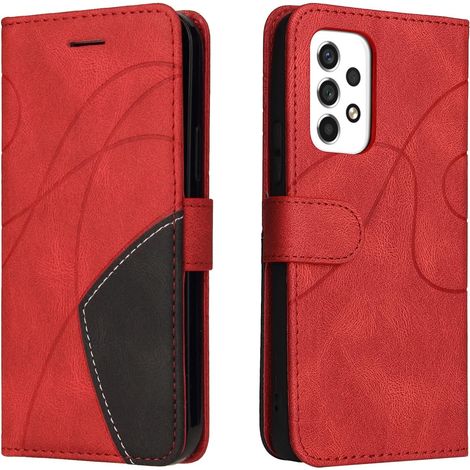 Coque pour Samsung Galaxy A53 5G, Etui en Cuir PU Portefeuille Housse Fermeture Magnétique und Flip Protection Case avec Antichoc TPU, Etui à Rabat, Fentes pour Cartes (Rouge) (1/5)