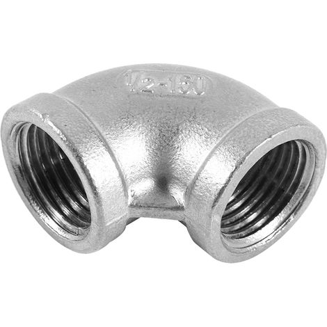 1/2"-Winkelrohrverbinder, 90 Grad, Edelstahl, Innengewinde DN15 (1/5)