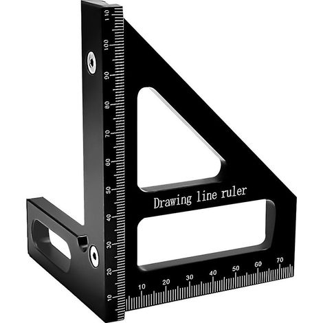 Équerre de menuisier en aluminium 45/90°, rapporteur, règle à onglets multi-angles, outil de mesure de traçage de haute précision (1/5)