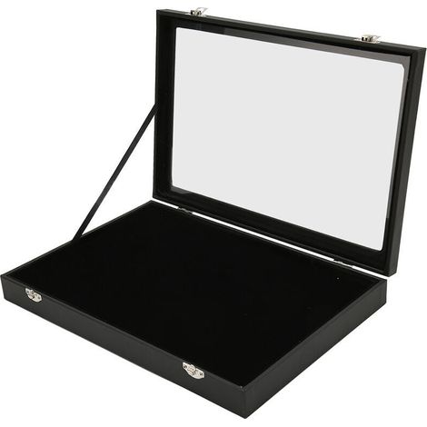 Staubdichte, transparente Vitrine für Militärmedaillen, schwarze Abzeichenkollektion aus Kunstleder, 35 x 24 x 5 cm (13,8 x 9,4 x 2,0 Zoll) (1/4)