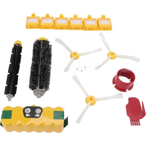 Kit de filtre à brosse pour aspirateur Roomba : batterie NiMH 3500 mAh 14,4 V, filtre pour brosse latérale, brosse principale et accessoires. (1/5)