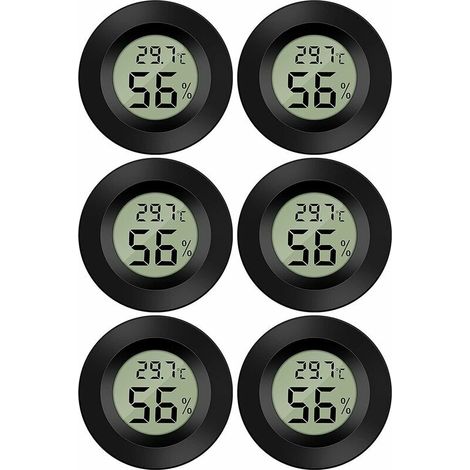 Green Mobility-Mini Digital LCD Thermomètre Hygromètre Température Humidité -5070℃ 10%99% RH Thermomètre Portable Thermo Hygromètre Indicateur pour Bureau Cuisine Humidors Incubateurs Reptiles (6 PCS (1/5)