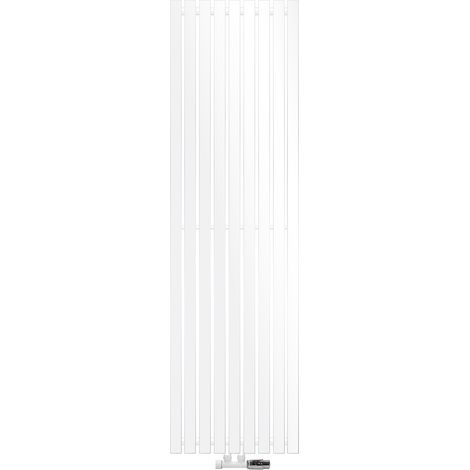 ECD Germany Radiatore Stella a Pannello con Attacco Centrale 480 x 1600 mm Bianco con Kit di Montaggio e Termostato Raccordo Centrale a Parete Termosifone Verticale Termoarredo Riscaldamento Bagno