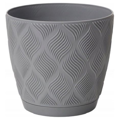 Flow Petit Eco Recycling-Blumentopf mit Untersetzer 15 Platin FORM-KUNSTSTOFF