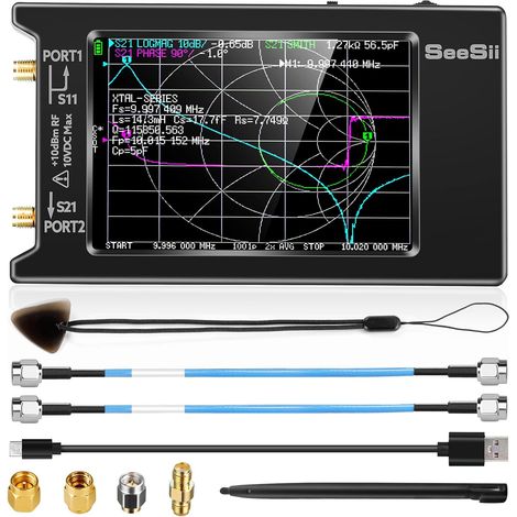 LiteVNA 4-Zoll-Vektornetzwerkanalysator, Antennenanalysator (50 kHz–6,3 GHz) mit MicroSD-Kartensteckplatz zur Messung von Parametern (HF, VHF, UHF), Stehwellenverhältnis (SWR), Phasenverzögerung und S