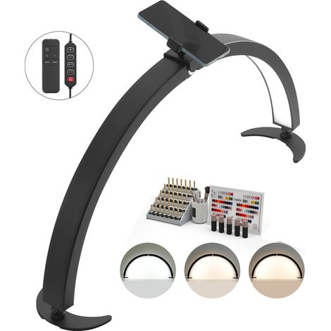 Mophorn Lampe de bureau à ongles 40 W - Lampe demi-lune avec support pour téléphone, luminosité et température de couleur réglables, éclairage LED arqué (1/5)