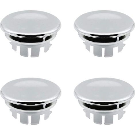 Couvercle de Trop-plein pour lavabo - Anneau de trop-plein de rechange - Bouchon pour salle de bain, cuisine, lavabo - Trou rond de trop-plein - insérer correctement les pièces de rechange (4 pièces) (1/4)