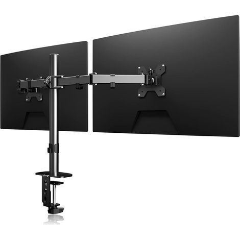 Doppel Monitor Halterung für 13-27 Zoll, höhenverstellbar, schwenkbar, VESA 75/100mm (1/5)