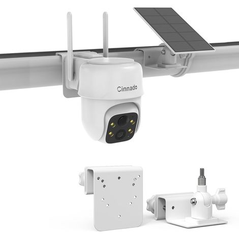 Support de gouttière pour caméra de surveillance, Batterie solaire, Kit d'accessoires pour caméra 2K/3MP, Surveillance extérieure solaire, Blanc (1/5)