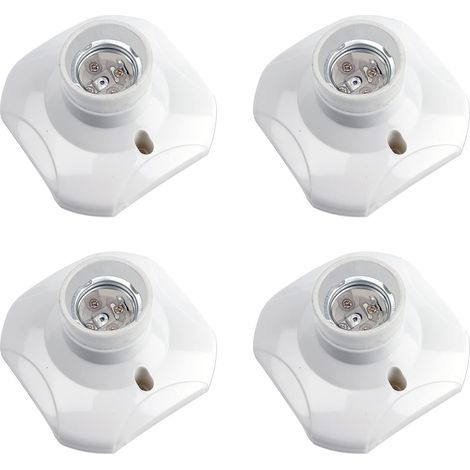 Douille de plafonnier E27 à vis, douille murale/murale avec culot E27, AC 230 V, porte lampe carrée blanche, base support plastique pour lampe de garage plafond, lot de 4 (1/5)