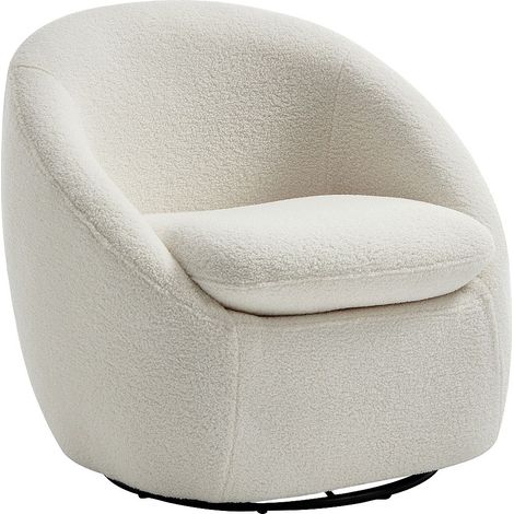 Poltrona girevole in tessuto bouclé bianco NETALIO