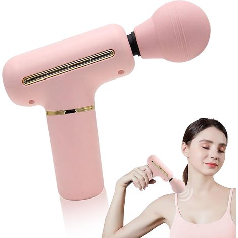 Mini pistola de masaje muscular, pistola de masaje con 4 velocidades ajustables, masajeador portátil de mano, cuello y espalda, 1200 mAh (1/4)