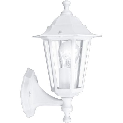 1 Applique murale extérieure, Fonte d'aluminium, Verre transparent, IP44, Blanc, E27, Jardin Terrasse
