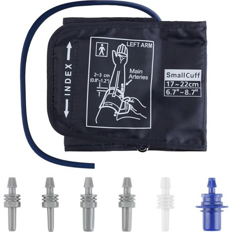 Brassard Tensiomètre 17-22cm, Brassard Tensiometre de Remplacement Electrique Tension Bras Grande pour Adultes aux Petit Bras Avec 6 Connecteurs, Compatible avec la Plupart des Tensiomètres (1/5)
