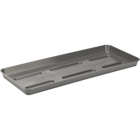Soporte rectangular de plástico de 36x14 cm para maceta o jardinera de balcón Draco de 40 cm, color gris.