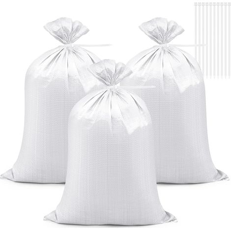 APEX Lot de 20 sacs de sable 55 × 90 cm, sacs à gravier tissés haute résistance, sacs de sable haute résistance, pour la construction, les déchets de jardin et la protection contre les inondations (bl (1/5)