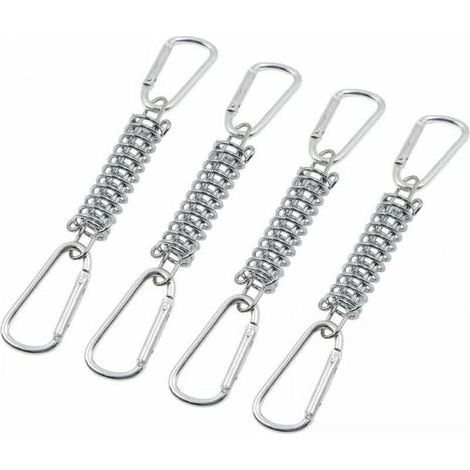 Pair 4pcs Boucle Ressort Tension Fixation Store - Voile D'ombrage Fixations Accessoires en Acier Inoxydable avec 4 Ressorts HéLicoïdaux 8 Mousquetons pour Tentes Auvents Camping (1/4)