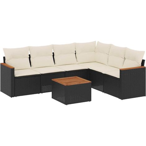 Maison Exclusive - Set de comedor de jardín 7 pzas y cojines ratá (1/3)
