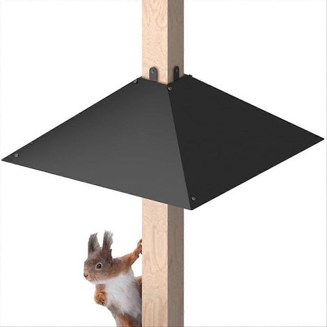 Paravent anti-écureuil pour poteau, protection dissuasive pour mangeoires à oiseaux sur perche, modèle compatible 15-25 mm, lot de 2, matériau métallique robuste, teinte noire, installation facile san (1/5)