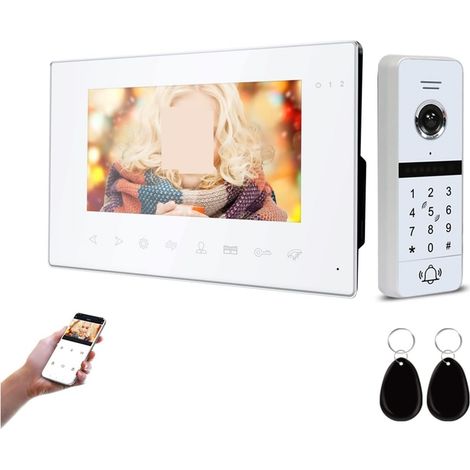 Caméra de sécurité sans fil avec sonnette vidéo Système d'interphone vidéo sans fil WiFi for maison Villa appartement avec mot de passe contrôle d'accès vidéo interphone résidentiel Installation facil (1/5)