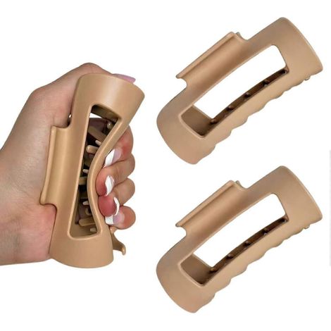 Pince à cheveux carrée Cloud, style givré, souple et flexible, pour femmes. Lot de 2. Épaisse, légère et confortable. (1/5)