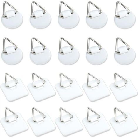 Lot de 20 supports adhésifs invisibles de 2,5 cm, supports verticaux adhésifs pour plaques murales, plaques murales pour assiettes, tableaux, art décoratif (blanc) (1/4)