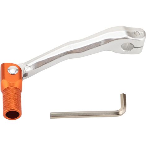 Forged aluminum alloy gearshift lever with silver handle and orange head, reinforced universal, bend-free gearshift lever for two-stroke off-road motorcycles, modification and upgrade parts. (1/5)